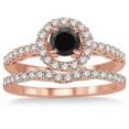 thumbnail image 2 of 1.5 Carat Black Diamond Antique Floral Halo Bridal set on 10k Rose Gold, 2 of 2