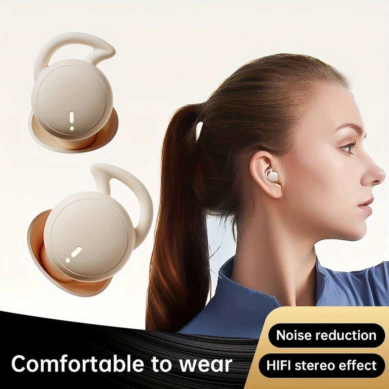 MUSICOZY Sleep Earphones Bluetooth Sports Headphone, Wireless Music Sleeping Headphones Noise-Canceling Earbuds Mini Earphones Bluetooth 5.3 Hidden Headphones for Side Sleepers/Work,Nude