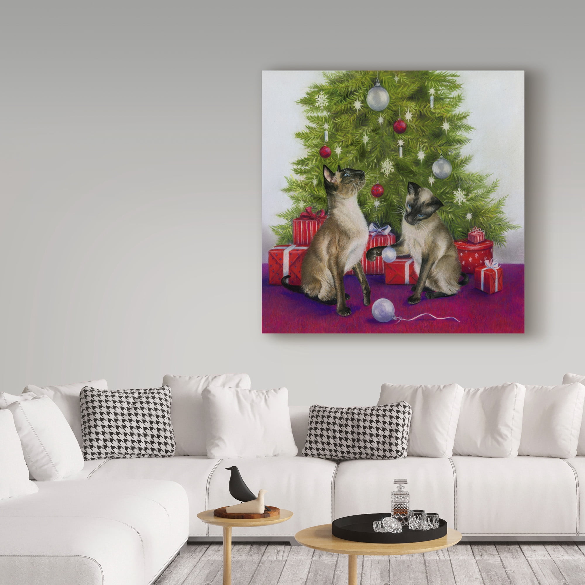 Trademark Fine Art 'Christmas Siamese Cats' Canvas Art by Janet Pidoux