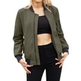 thumbnail image 1 of Nlife Women Contrast Color Stand Collar Zip Up Long Sleeve Bomber Jacket, 1 of 7