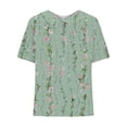 thumbnail image 4 of Birdeem Blouses pour Femmes T-Shirt Décontracté Imprimé Mode Manches Courtes Col Poupée Mignon Coton et Lin Blouse, 4 of 12