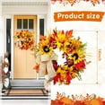 thumbnail image 3 of Fall Wreath,Pumpkin and Sunflowers Harvest Wreaths 18inch Autumn Welcome Sign Wreaths for Front Porch Thanksgiven Home Decor, 3 of 7