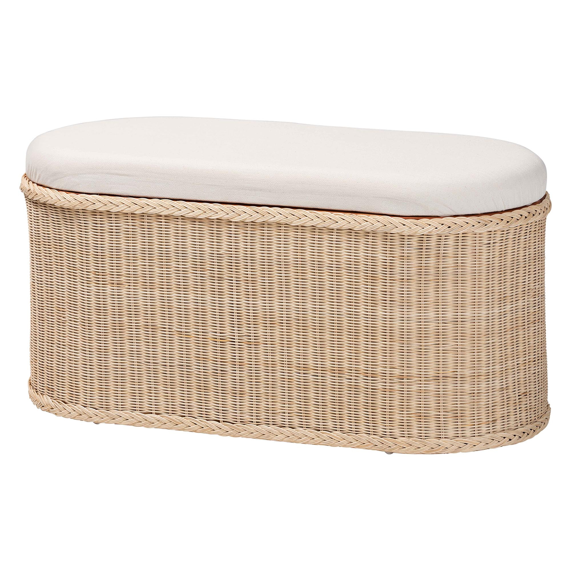 bali & pari Barid Boho Storage Bench, 39"W, Oval, 19"H, Natural