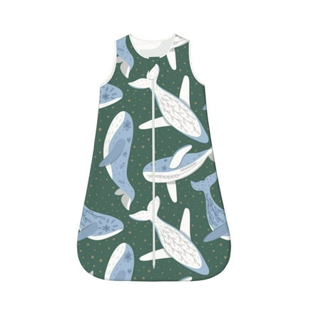 

Fotbe Beautiful Whales Pattern Sleep Sack - Baby Wearable Blanket with Zipper Extra Soft Cotton Sleeveless Sleeping Bag for Infants-Medium