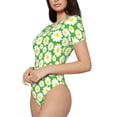 thumbnail image 2 of The Xecao Daisies Flowers Women's Crew Neck Body Suit, a short-sleeved bodysuit and basic swimsuit, both comfort and style for dating and daily life, 2 of 9