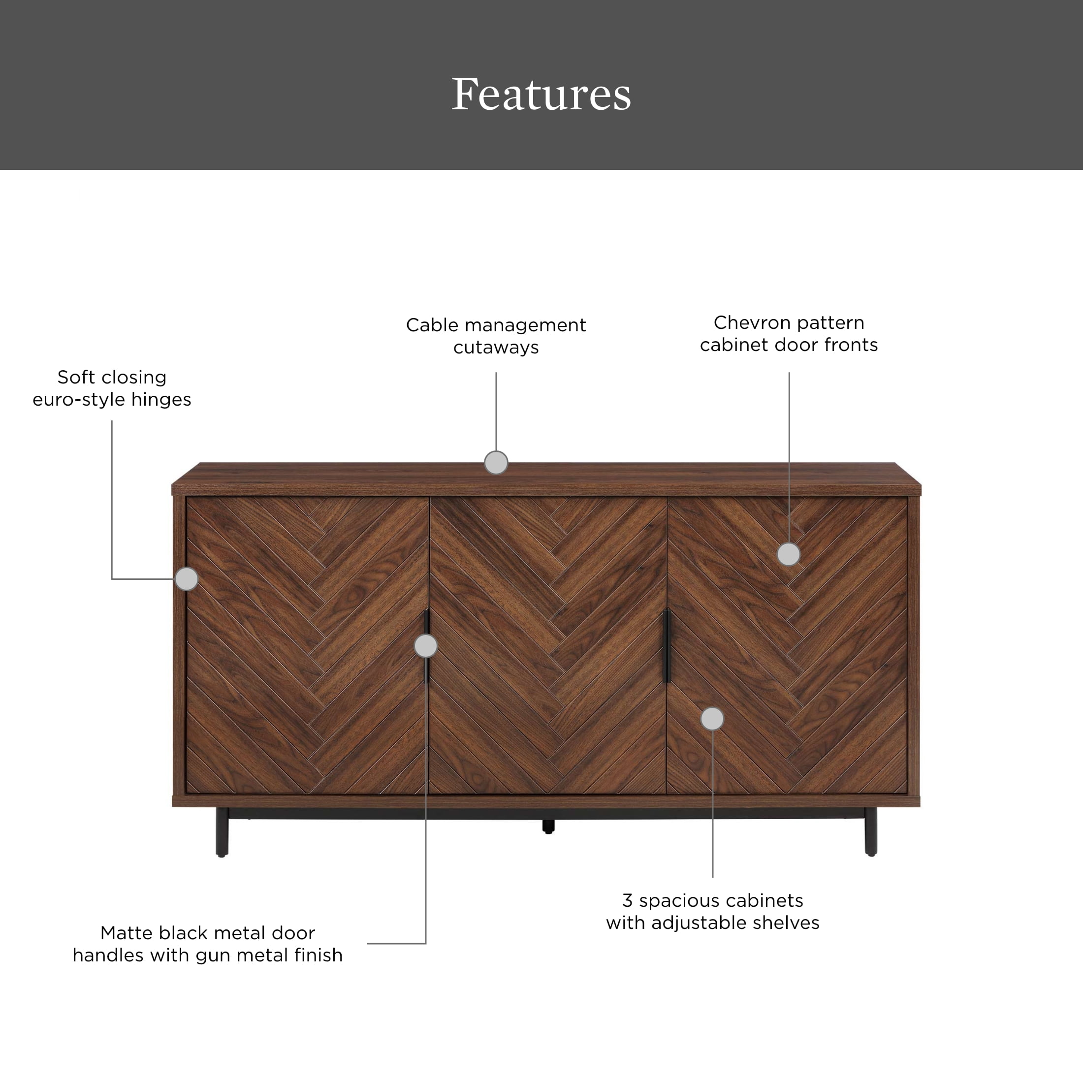 Better Homes & Gardens Wyatt Geo TV Stand for TVs up to 70",  Walnut Finish