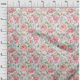 thumbnail image 2 of oneOone Rayon Rose Pink Fabric Leaves & Flowers Floral Sewing Material Print Fabric By The Yard 56 Inch Wide, 2 of 6