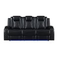 thumbnail image 3 of New Classic Furniture Polyester Faux Leather Cup Holder Reclining Sofa, Black, 3 of 7