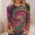 thumbnail image 6 of Xdegoge Womens Mardi Gras Tops Plus Size Crewnceck 3/4 Sleeve Top Luminous Casual Pullover Dazzling Neon Carnival Outfit, 6 of 7