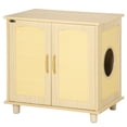 thumbnail image 1 of PawHut Cat Litter Box Enclosure with Soft Cushion, Indoor Cat Washroom Storage Bench End Table with PE Rattan Trim, Magnetic Doors, Easy Assembly, Oak, 1 of 10