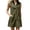 Army Green, variant on Ohufall Women's Mini Dress Cotton Linen Sleeveless Button Dress Turndown Color Solid Summer Casual Sundress