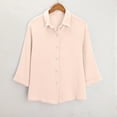 thumbnail image 4 of yievot Womens Button Down Shirts Plus Size 3/4 Sleeve Collared Casual Blouses Lapel Summer Tops, 4 of 6