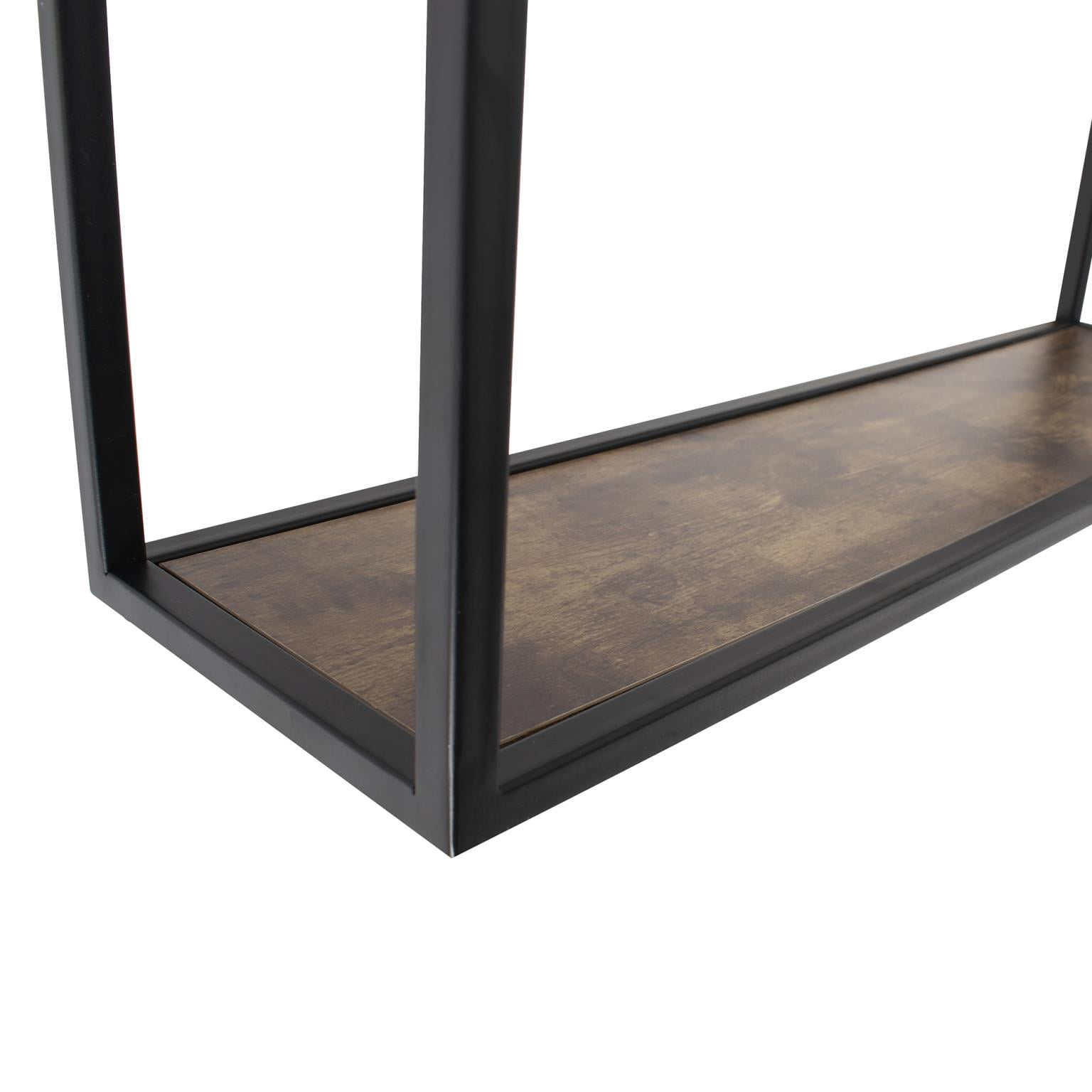 Tyler Dillon Matte Black Industrial Wall Mirror with Bottom Shelf 31.5"H