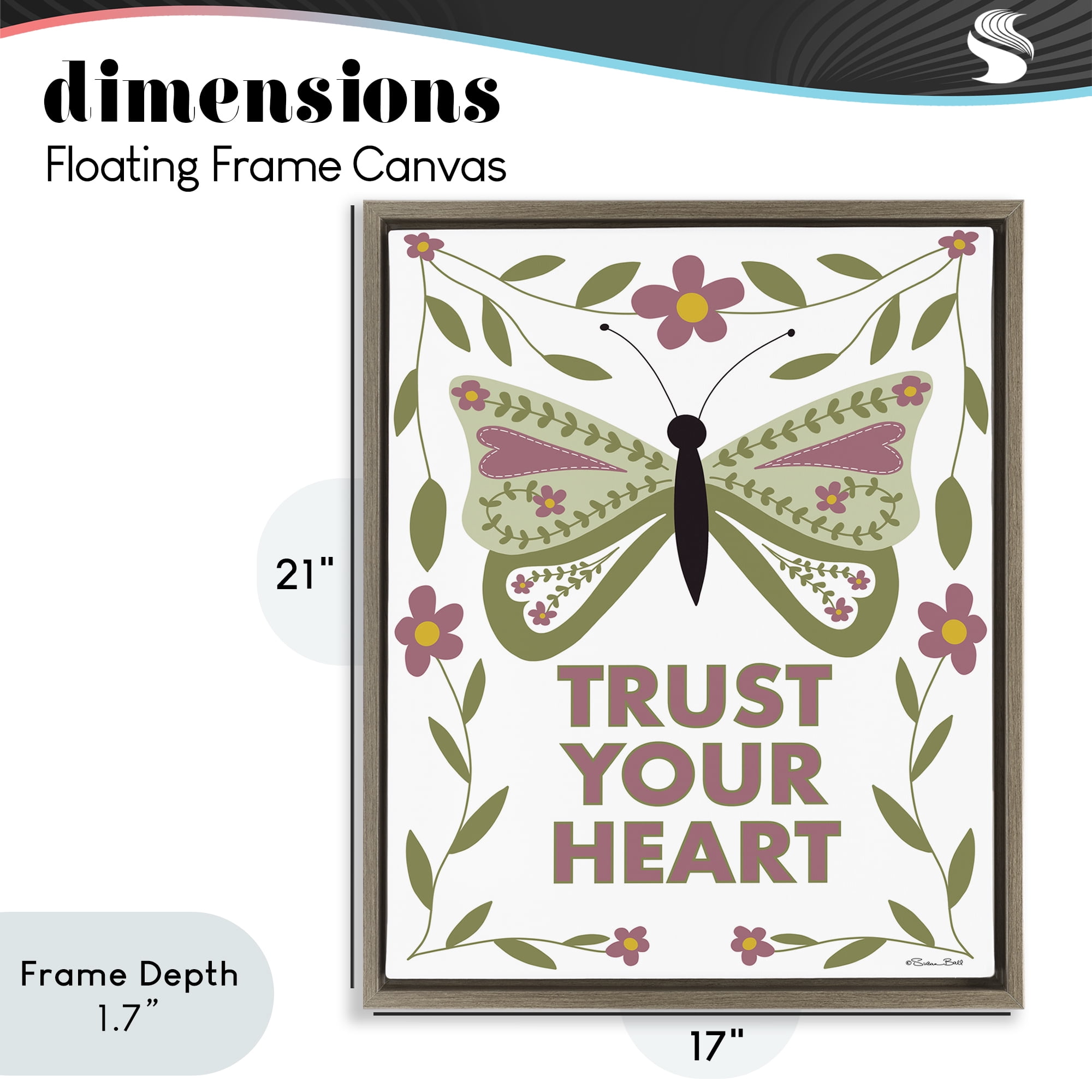 Stupell Industries Trust Your Heart Symmetrical Brown Framed Floater Canvas Wall Art, design by Susan Ball