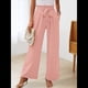 thumbnail image 5 of Pantalones de Salón Anchos para Mujer con Bolsillos, Cintura Alta, Ajustables, con Nudo y Holgados. Rosa S, 5 of 7