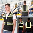 thumbnail image 2 of ProtectX 6 Pockets High Visibility Zipper Front Safety Vest with Reflective Tape Strips, Lightweight & Solid Front Mesh Back, ANSI/ISEA Certified Class 2, Black - Large, 2 of 7