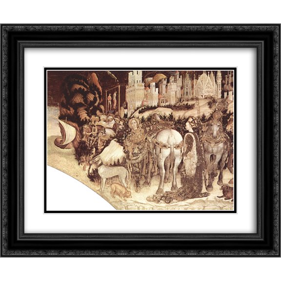 Pisanello 2x Matted 24x20 Black Ornate Framed Art Print 'Saint George and the Princess (detail)'