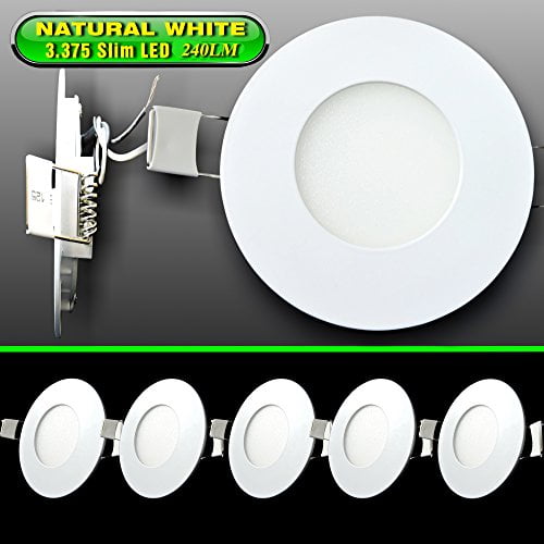Leisure Led 5 Pack Rv Boat Recessed Ceiling Light 240 Lumen Super Slim Led Panel Light Dc 12v 3 375 3w Full Aluminum Downlights Natural White Natural White 5 Pack Walmart Com Walmart Com