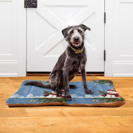 Iauyy 36x24in Washable Dog Bed Mats 4cm Thick Comfort Pet Bed with Non-Slip Bottom for Crates Indoors & Outdoors - Puppy Essentials Red Checkered Scarf