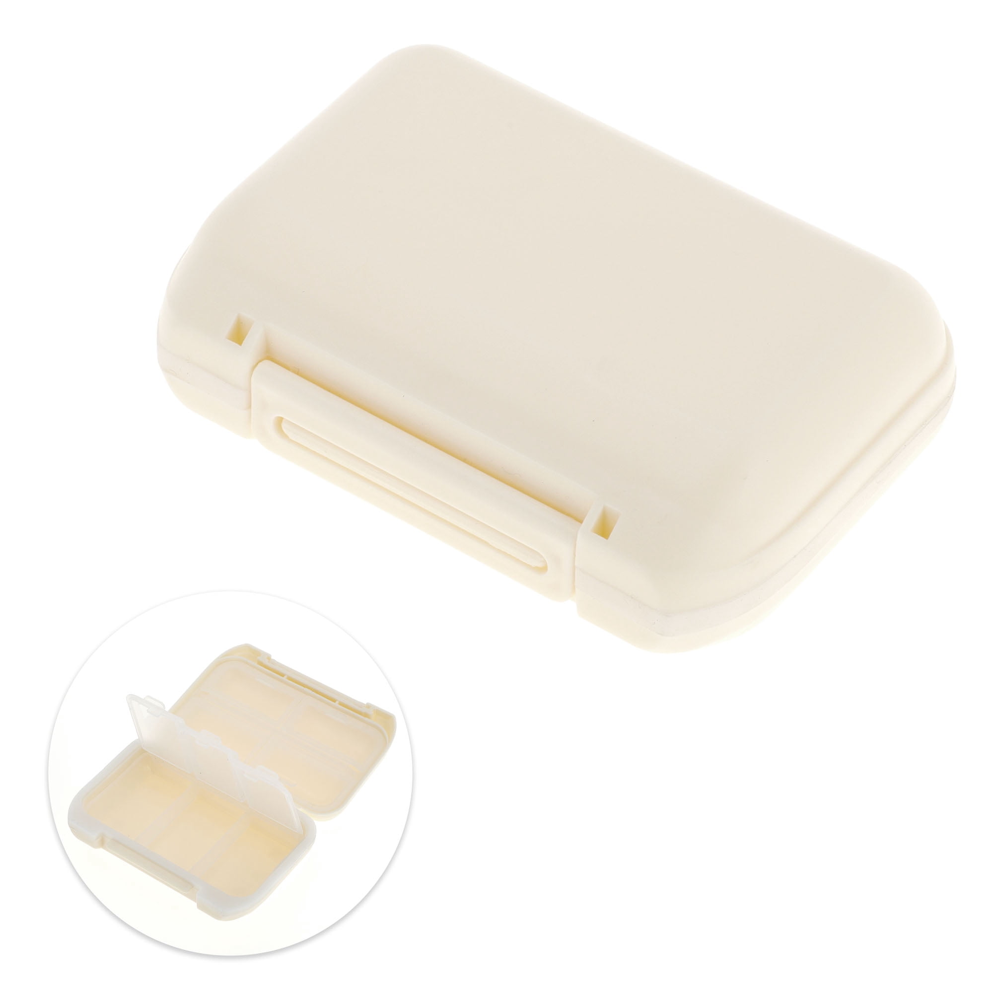 Unique Bargains 7 Grids Double Layer Pill Box 1 Pc Beige