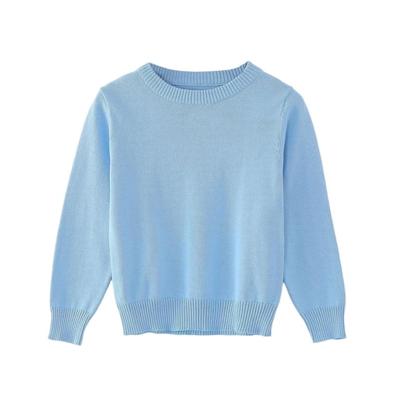 Cotton Knitted Sweatshirts for Toddler Boys Girls Solid Color Basic Casual Pullover Long Sleeve Crewneck Age 1-7Y Shirt Home School Soft Loose Fit Daily Outfits