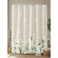 thumbnail image 4 of Spring Floral Shower Curtain Set, Waterproof Shower Curtains for Bathroom, White Daisy Farmhouse Linen Texture Washable Fabric Cloth Bath Curtain for Bathtub Decoration with Hooks 72x78 Inches, 4 of 6