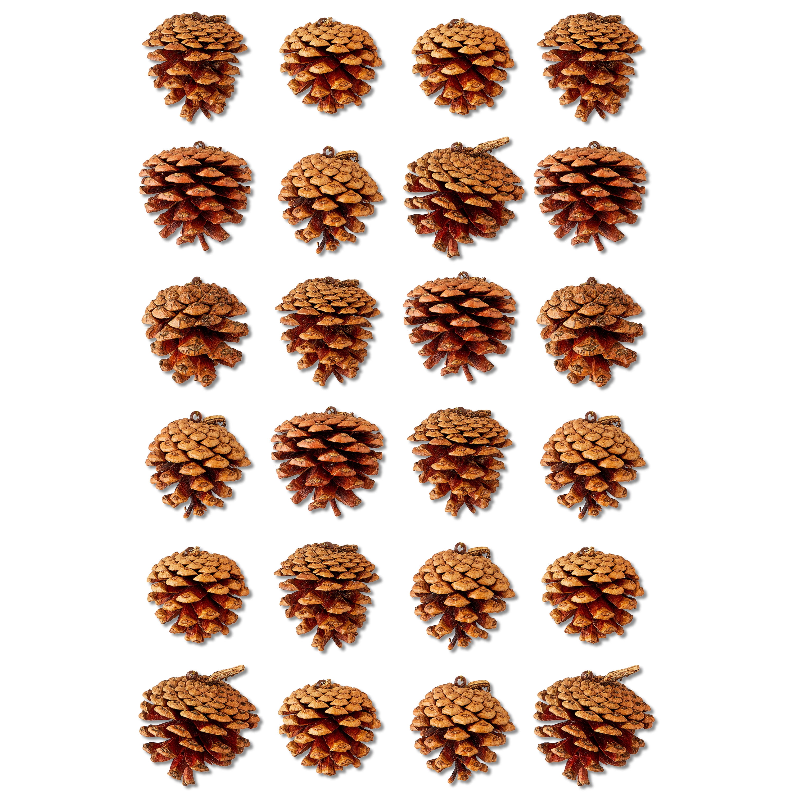 24 Count Natural Brown Pinecone Christmas Ornaments, Assorted Sizes, by Holiday Time