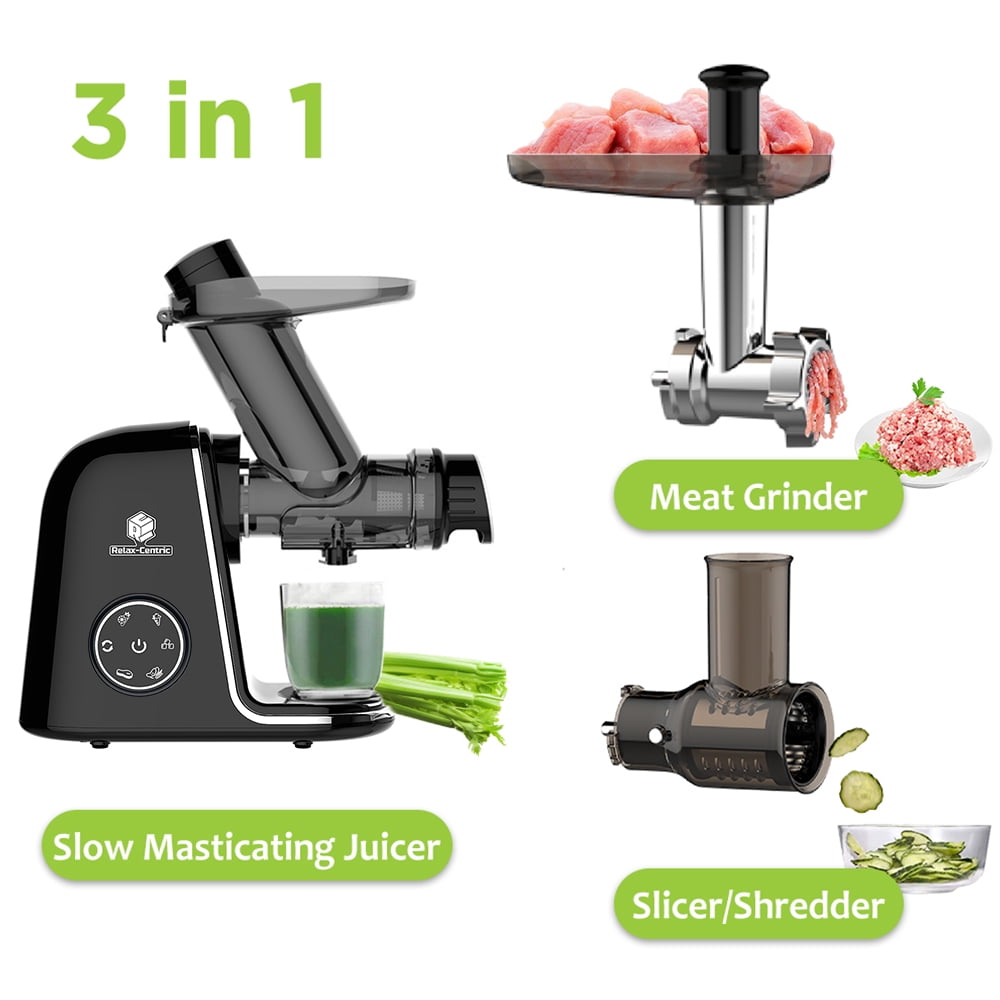 Slow Juicer Masticating Juicer ，Meat Grinder，Slicer Shredder, 3-IN-1  Multi-Use Cold Press Juicer& Meat Mincer & Sausage Stuffer & food  processor,Creates Vegetable and Fruit Juicy(Blue) - Walmart.com
