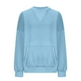 thumbnail image 6 of Tiqkatyck Sweatshirt for Women, Women's Fashionable Solid Color Pullover Loose Ribbed Splicing Long Sleeve Pocket Top Sweatshirt Womens Tops Blue, 6 of 7