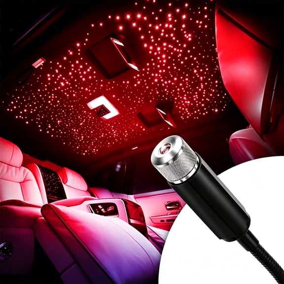Star Lights for Car USB LED Projector Lamp, 360° Rotatable Roof Atmosphere Light for Inside Car, Aluminum Black