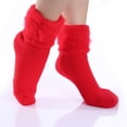 thumbnail image 2 of Hontri Sock Slippers in Sale, Women's Fashion Multicolor Solid Color Comfort Socks Winter Fleece Warm Socks Grip Socks Red, 2 of 4