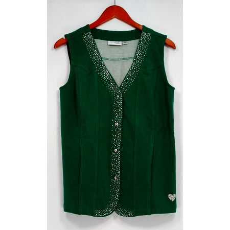 Quacker Factory Women's Sweater Sz XS DreamJeannes Sparkle Button Green A256185