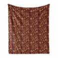 thumbnail image 1 of Vine Soft Flannel Fleece Throw Blanket, Antique Oriental Pattern with Curvy Vine Flower in Continuous Order, Cozy Plush for Indoor and Outdoor Use, 50" x 60", Mustard and Burgundy, by Ambesonne, 1 of 6