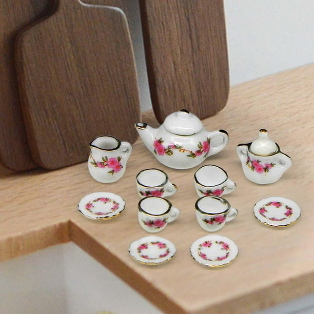 Juego de tazas de té en miniatura para casa de muñecas, 11 Uds - Main Image