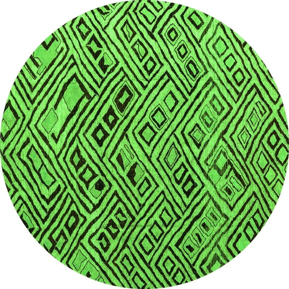 Ahgly Company Indoor Round Abstract Green Modern Area Rugs, 5' Round