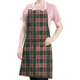thumbnail image 5 of Green and Red Christmas Plaid Apron-Garden Aprons for Women with Pockets-Cotton Linen Waterproof Kitchen Cooking Gardening Aprons Adjustable for Kitchen,Cooking,BBQ and Salon 32"x27", 5 of 7
