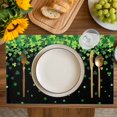 thumbnail image 4 of St. Patrick's Day Placemats Set of 4, Spring Lucky Shamrocks Leaves Black Placemats for Dining Table, Place Mats for Kitchen Tabletop, Waterproof Wipeable Dining Table Mats Set, 4 of 9