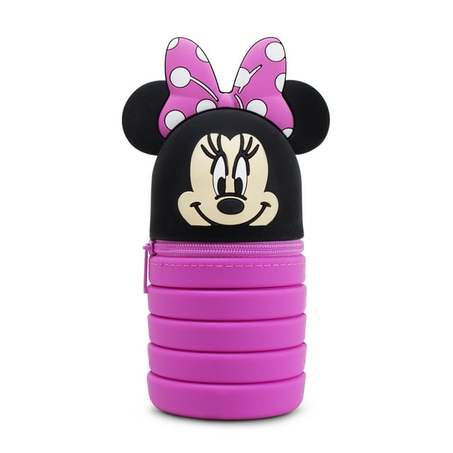 Lapicera Minnie Mouse, Estuche Escolar de Silicona Rosa