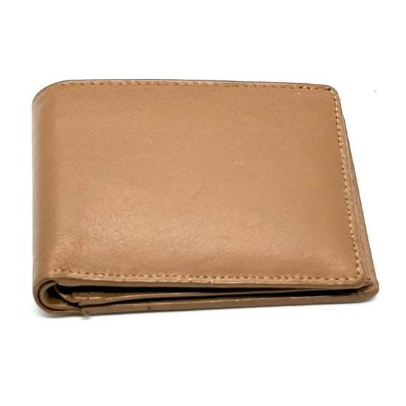 Tan RFID Blocking Premium Leather enter Flap Bifold Wallet