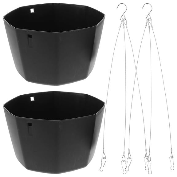 Luxshiny Durable Black Hanging Flower Pots for Indoor and Outdoor Use 2Pcs