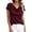 Wine, variant on QASIEATN Women's Summer Solid Color Blouse Swing Collar Short Sleeve Casual Holiday Tops Fall Fashion Outfits for Women