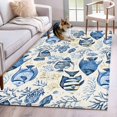 thumbnail image 3 of Rectangle Area Rug 3x5ft,Vintage Tropical Blue Sea Fish Coral Washable Carpet Non-Slip Runner Accent Rugs Indoor Floor Mat for Bedroom Living Room Decor,Watercolor Ocean Marine Life, 3 of 9