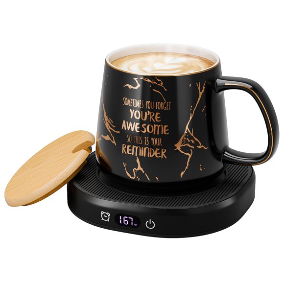 Calentador de tazas de café Bsigo You are Awesome de 14 onzas con taza de cerámica
