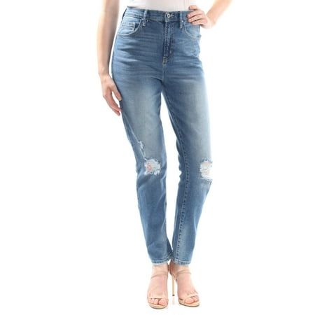 JESSICA SIMPSON $79 Womens Blue Distressed Hi-Rise Ankle Jeans 29 WAIST Juniors