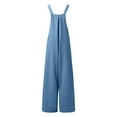 thumbnail image 5 of Baqcunre Women's Casual Solid Color Loose Suspender Button Overalls,Color Blue,Size S-XXL, 5 of 9