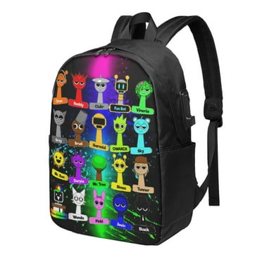 Sprunki Game USB Backpack 17 IN Laptop Bags Bookbags Travel School Backpack for Men Women