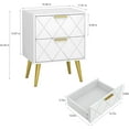 thumbnail image 3 of Nightstand with 2 Drawers, White Bedside Table, Side Table with Gold Legs, Modern Style Night Stand End Table Drawer Dresser for Living Room Bedroom MLBZ09WU, 3 of 7