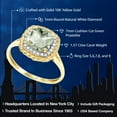 thumbnail image 2 of Gem Stone King 10K Yellow Gold Green Prasiolite and Diamond Engagement Ring for Women (1.57 Cttw, Cushion 7MM, Gemstone Birthstone, Available in Size 5, 6, 7, 8, 9), 2 of 7