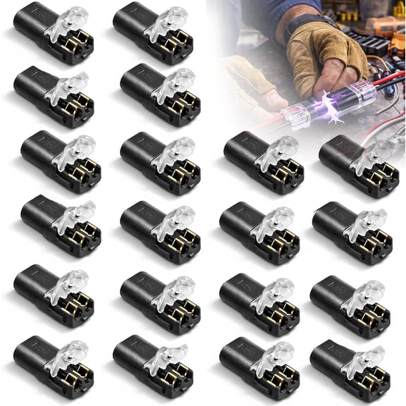 Double-Wire Plug-in Connector Led Light Strip Connectors 2 Pin, Low Voltage Wire Connector with Locking Buckle for LED Strip Lights and DIY Projects (50pcs)