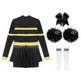 thumbnail image 4 of LiiYii Kids Girls Cheer Leader Dance Outfit Cheerleading Skirt Set Stage Party Performance Dress Up Black B 8, 4 of 5